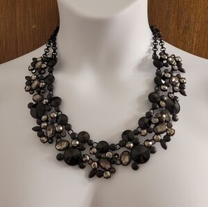 Elegant Black and Silver Statement Necklace